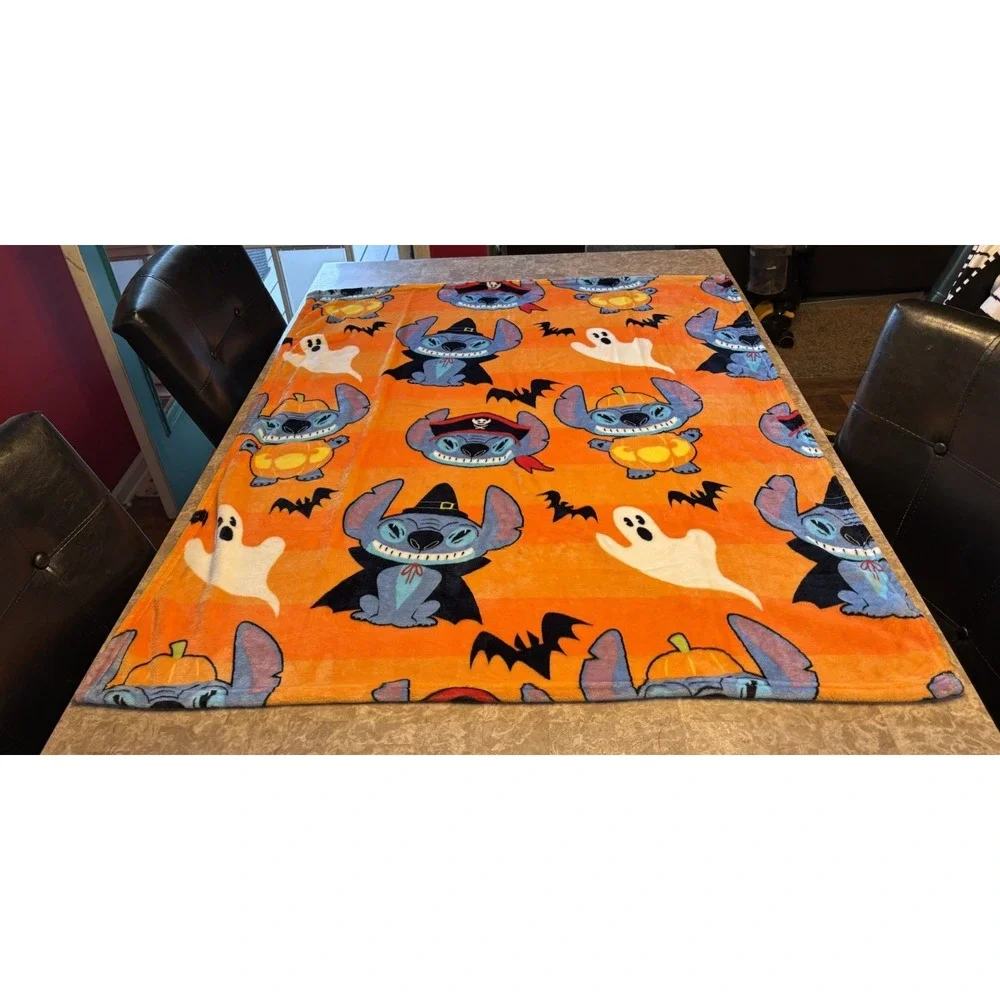 Disney Lilo & Stitch Halloween Small Plush Blanket Trick Treat Orange 40